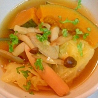 ごぼう・きのこ・かぼちゃのカレースープ